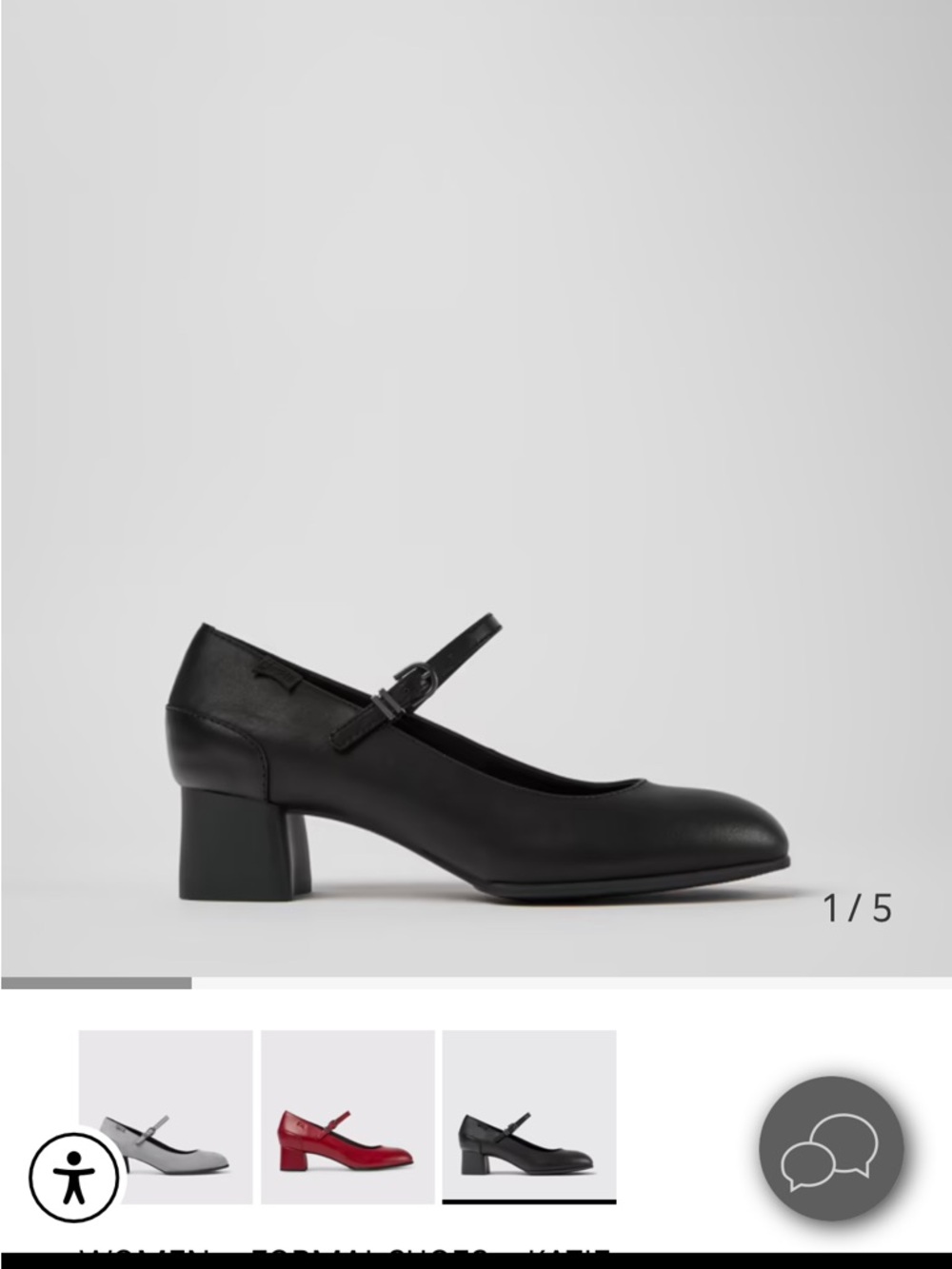 Camper “Skatie” Black Mary Jane Block Heel